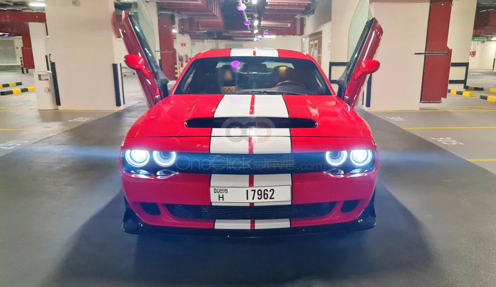 Red Dodge Challenger V8 RT Demon Widebody 2020 for rent in Dubai 6